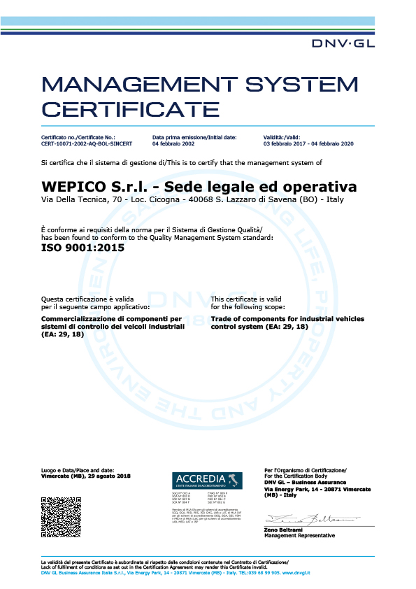Certificato ISO scad.2020 WEPICŌ SRL